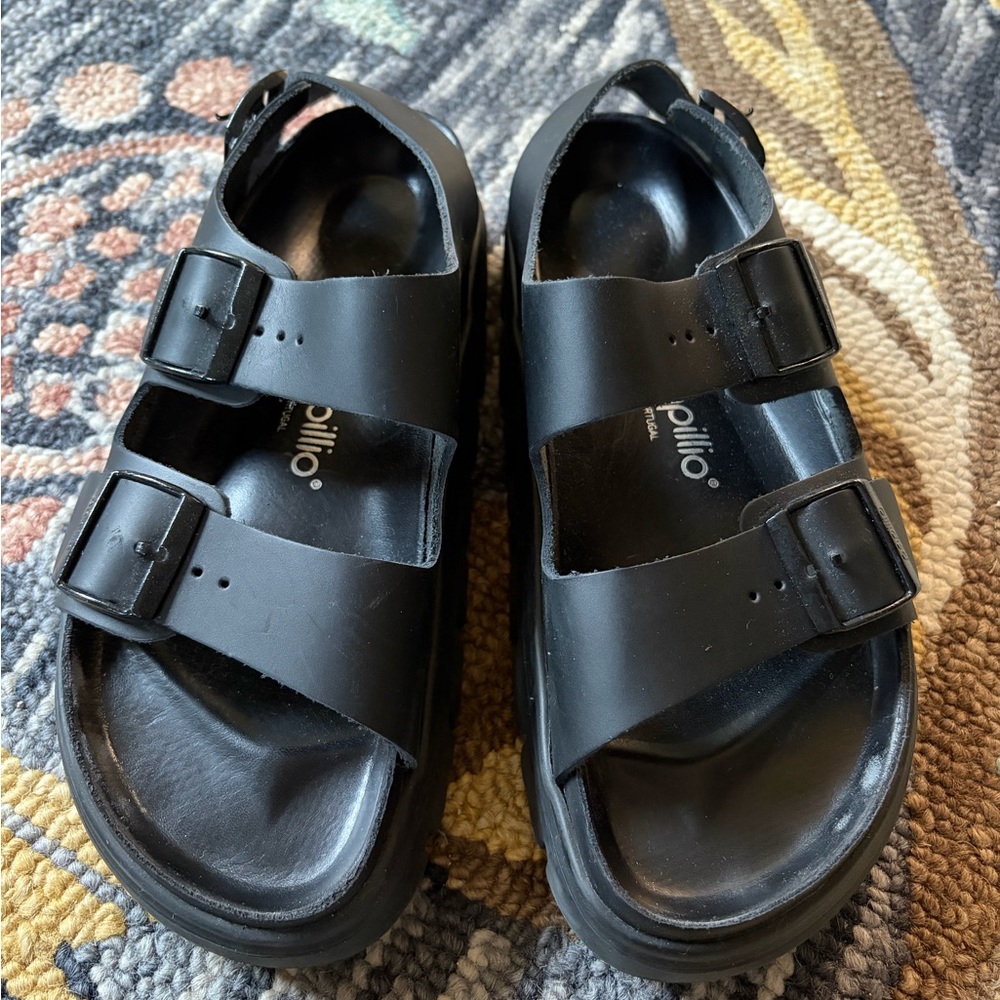 Papillio by Birkenstock Black Platform Sandals - size 39 - Excellent Condition